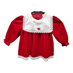 Vintage Winnie the Pooh Girl's Red Christmas Dress Size 24 Months